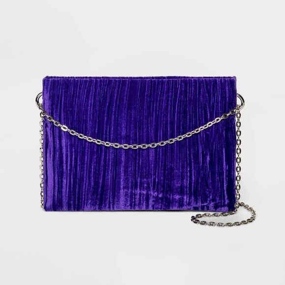 a new day Handbags - A NEW‎ DAY Velvet Handbag Chain Purple
